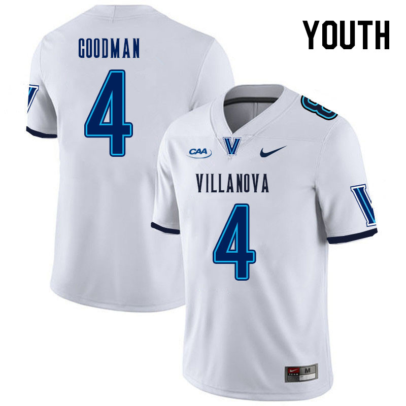 Youth #4 Jalen Goodman Villanova Wildcats College Football Jerseys Stitched Sale-White